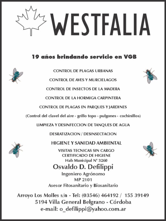 Westfalia Desinfecciones - Villa General Belgrano